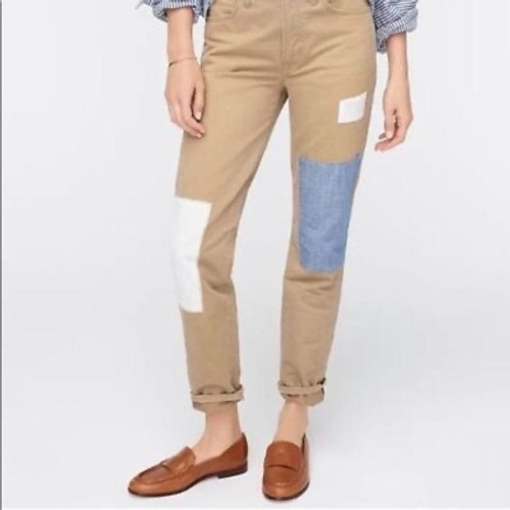 J.Crew Womens 25 Patchwork Chino Pants Cotton Vintage Straight Khaki NWT Preppy
